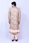 Shop_Aryavir Malhotra_Peach Banglori Silk Embroidered Floral Sherwani With Kurta Set _at_Aza_Fashions