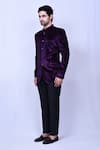 Aryavir Malhotra_Purple Suit Velvet Embossed Prince And Pant Set _at_Aza_Fashions