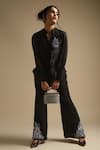 Shop_Sakshi Khetterpal_Black Georgette Embroidery Sequin Placement Shirt And Bell Bottom Pant Set _Online_at_Aza_Fashions