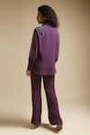 Shop_Sakshi Khetterpal_Purple Georgette Embroidery Shoulder Placement Shirt And Bell Bottom Pant Set _at_Aza_Fashions