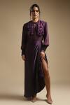 Buy_Sakshi Khetterpal_Purple Shirt Georgette Embroidery Sequin Keyhole Ruffle And Draped Skirt Set _at_Aza_Fashions