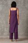 Shop_The Summer House_Purple Linen Square Neck Smith Solid Tunic And Straight Pant Set_at_Aza_Fashions