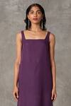 Buy_The Summer House_Purple Linen Square Neck Smith Solid Tunic And Straight Pant Set