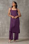 Shop_The Summer House_Purple Linen Square Neck Smith Solid Tunic And Straight Pant Set