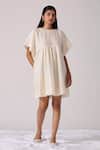 Buy_The Summer House_Off White Handwoven Chanderi Hand Embroidered Floral Yara Dress _at_Aza_Fashions
