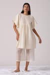 Buy_The Summer House_Off White Handwoven Chanderi Hand Embroidered Yara Top And Pant Set _at_Aza_Fashions