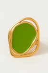 Buy_Voyce Jewellery_Green Enameled Copacabana Abstract Shaped Ring _at_Aza_Fashions