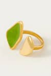 Buy_Voyce Jewellery_Green Enameled St Lucia Abstract Shaped Ring _at_Aza_Fashions