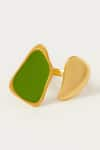 Shop_Voyce Jewellery_Green Enameled St Lucia Abstract Shaped Ring _at_Aza_Fashions