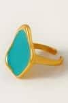 Buy_Voyce Jewellery_Blue Enameled Noosa Abstract Shaped Ring _at_Aza_Fashions