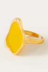 Buy_Voyce Jewellery_Yellow Enameled Noosa Abstract Pattern Ring _at_Aza_Fashions