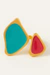 Voyce Jewellery_Blue Enameled Ipanema Abstract Shaped Ring _Online_at_Aza_Fashions