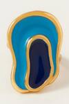 Voyce Jewellery_Blue Enameled Colva Abstract Shaped Ring _Online_at_Aza_Fashions