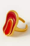 Voyce Jewellery_Orange Enameled Colva Geometric Shaped Ring _Online_at_Aza_Fashions