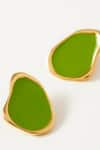 Voyce Jewellery_Green Enameled Miami Stud Earrings _Online_at_Aza_Fashions