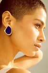 Buy_Voyce Jewellery_Blue Enameled Miami Geometric Shaped Earrings _at_Aza_Fashions