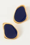 Shop_Voyce Jewellery_Blue Enameled Miami Geometric Shaped Earrings _at_Aza_Fashions