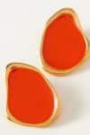 Voyce Jewellery_Orange Enameled Miami Abstract Shaped Earrings _Online_at_Aza_Fashions