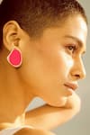 Buy_Voyce Jewellery_Pink Enameled Miami Abstract Shaped Earrings _at_Aza_Fashions