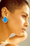 Buy_Voyce Jewellery_Blue Enameled Miami Geometric Shaped Earrings _at_Aza_Fashions