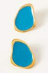 Voyce Jewellery_Blue Enameled Miami Geometric Shaped Earrings _Online_at_Aza_Fashions