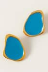 Shop_Voyce Jewellery_Blue Enameled Miami Geometric Shaped Earrings _at_Aza_Fashions