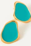 Voyce Jewellery_Blue Enameled Miami Geometric Shaped Stud Earrings _Online_at_Aza_Fashions