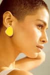 Buy_Voyce Jewellery_Yellow Enameled Miami Stud Earrings _at_Aza_Fashions