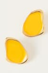 Shop_Voyce Jewellery_Yellow Enameled Miami Stud Earrings _at_Aza_Fashions