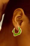 Buy_Voyce Jewellery_Green Enameled Hawaii Hoop Earrings _at_Aza_Fashions