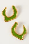 Shop_Voyce Jewellery_Green Enameled Hawaii Abstract Shaped Earrings _at_Aza_Fashions