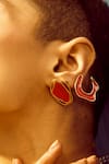 Buy_Voyce Jewellery_Red Enameled Hawaii Earrings _at_Aza_Fashions