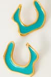 Voyce Jewellery_Blue Enameled Hawaii Abstract Shaped Earrings _Online_at_Aza_Fashions