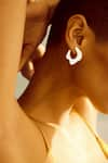 Buy_Voyce Jewellery_White Enameled Hawaii Abstract Shaped Earrings _at_Aza_Fashions