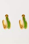 Buy_Voyce Jewellery_Green Enameled Kandy Semi Hoop Earrings _Online_at_Aza_Fashions