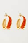 Buy_Voyce Jewellery_Orange Enameled Kandy Semi Hoop Earrings _at_Aza_Fashions