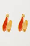 Shop_Voyce Jewellery_Orange Enameled Kandy Semi Hoop Earrings _at_Aza_Fashions