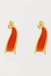 Voyce Jewellery_Orange Enameled Kandy Semi Hoop Earrings _Online_at_Aza_Fashions