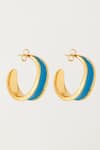 Voyce Jewellery_Blue Enameled Kandy Semi Hoop Pacific Earrings _Online_at_Aza_Fashions