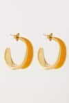 Shop_Voyce Jewellery_Yellow Enameled Kandy Semi Hoop Sunrise Earrings _at_Aza_Fashions