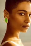 Buy_Voyce Jewellery_Green Enameled Cancun Abstract Earrings _at_Aza_Fashions