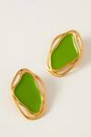 Shop_Voyce Jewellery_Green Enameled Cancun Abstract Earrings _at_Aza_Fashions