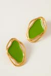 Buy_Voyce Jewellery_Green Enameled Cancun Abstract Stud Earrings _at_Aza_Fashions