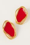 Buy_Voyce Jewellery_Red Enameled Cancun Sea Earrings _at_Aza_Fashions