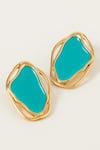 Shop_Voyce Jewellery_Blue Enameled Cancun Abstract Earrings _at_Aza_Fashions