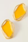 Voyce Jewellery_Yellow Enameled Cancun Sunrise Abstract Earrings_Online_at_Aza_Fashions