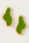 Buy_Voyce Jewellery_Green Enamelled Ibiza Abstract Shaped Earrings_at_Aza_Fashions