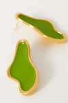 Shop_Voyce Jewellery_Green Enamelled Ibiza Abstract Shaped Earrings_at_Aza_Fashions