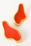 Shop_Voyce Jewellery_Orange Enamelled Ibiza Abstract Shaped Earrings_at_Aza_Fashions