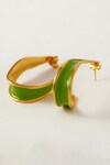 Shop_Voyce Jewellery_Green Enamelled Andaman Crumpled Earrings_at_Aza_Fashions